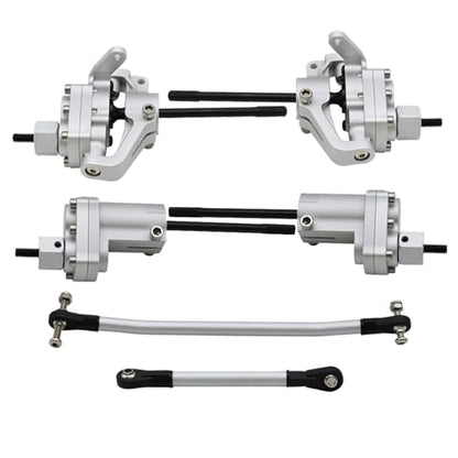 1/10 RC Crawler Aluminum Portal Front and Rear Axle Set for Axial SCX10 II 90046 90047 AR44 – CNC Alloy Axles with Steering Link Upgrade Parts for SCX10 Trucks (Silver Rear Axle) - color: Silver Rear Axle