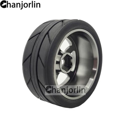 1/10 On Road Racing Tires And 5-Spoke Aluminum Wheels 12mm Hex OD 2.56" RC Touring Tyres For 1:10 Rally Street Drift Car Tamiya TT01 TT02 XV01 A959 PTG2 KYOSHO HSP Traxxas 4PCS (Titanium) - color: Titanium