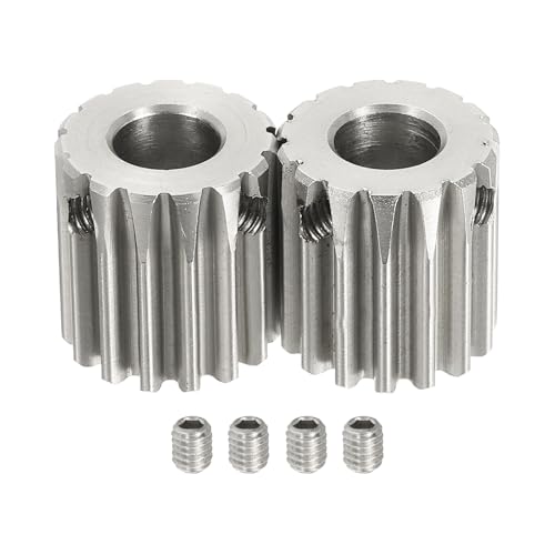 uxcell 2Pcs 1 Mod 15T Spur Gear 8mm Bore, 304 Stainless Steel Pinion Gear, 20°Pressure Angle, for Spur Rack and RC Model Car or Motor DIY - size: 1 Mod 15T, 8mm