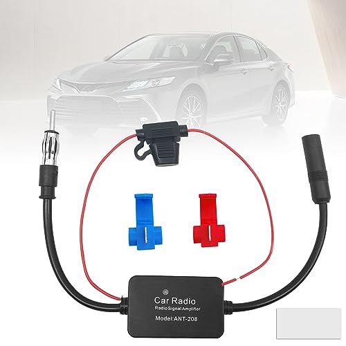 12V Car Booster 25 db - Amplify Signal & Reduce Noise AM FM Radio Universal Car FM AM Radio Amplifier for Car Stereo,Media,Head Unit Receiver