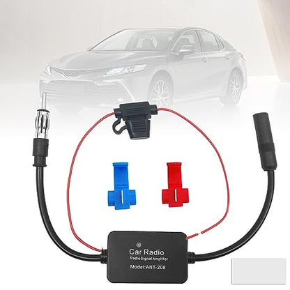 12V Car Booster 25 db - Amplify Signal & Reduce Noise AM FM Radio Universal Car FM AM Radio Amplifier for Car Stereo,Media,Head Unit Receiver