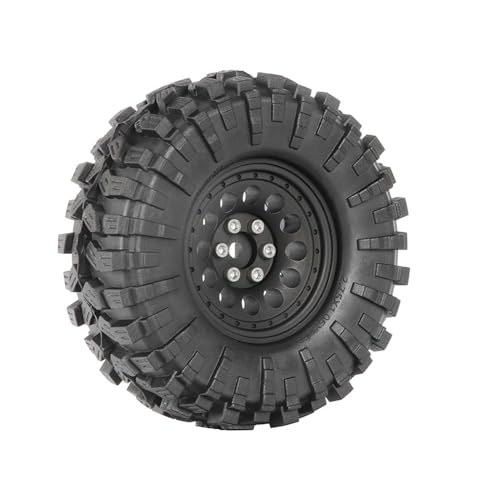 1.3” All-Terrain Tire and Wheel Set, Metal Beadlock 5mm & 7mm Hex Wheels for SCX24 TRX4M 1/12 1/14 1/18 1/24 RC Crawler Car (A, Black) - color: A, Black