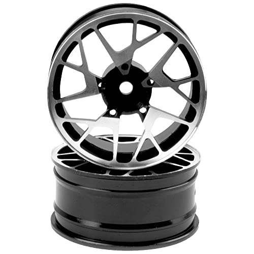 4Pack Metal Wheel Rims 12mm Hex Hub 26mm Width Compatible with Traxxas Tamiya TT01 RedCat Sakura D4 XIS HSP HPI 1/10 On-Road Racing Touring Drift Car (Black) - color: Black