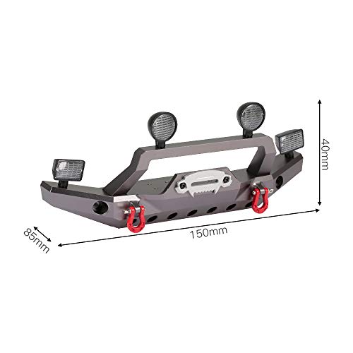 GoolRC TRX-4 Metal Front Bumper with 2 Led Lights for 1/10 RC Crawler Traxxas TRX4 Sport 82024 (Titanium)