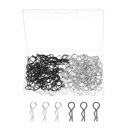 DMiotech 120Pcs Body Clips Pins, Black/Silver Universal RC Cars Parts Shell Replacement Parts for All 1/10 1/12 Scale RC Car - color: Black/Silve