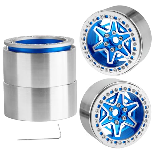 2.2" RC Beadlock Wheels, Aluminum Alloy Rims Compatible with 1/10 SCX10 Capra TRX4 Gen8 Everest Gen7 Pro AMG 6x6 Off-Road Truck,RCarmubWow 2.2 Beadlock Wheel for 1/10 Rock Crawler,Navy Blue - color: Navy Blue(4pcs)