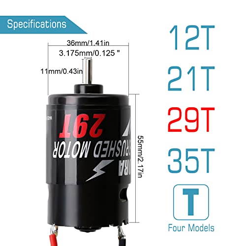 INJORA 550 3-Slot Waterproof Brushed Motor for 1/10 RC Car (29T) - size: 29T