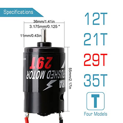 INJORA 550 3-Slot Waterproof Brushed Motor for 1/10 RC Car (29T) - size: 29T