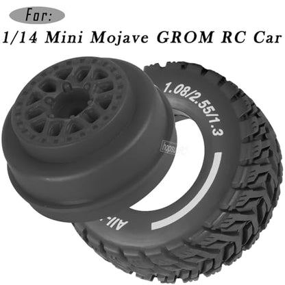 RC Wheels for 1/14 Mini Mojave GROM RC Car,RC Tires Beadlock Wheels Hub Rim Tires Wheels and Plastic Wheel hub Black(4PCS) - color: Black/for Mini Mojave Grom