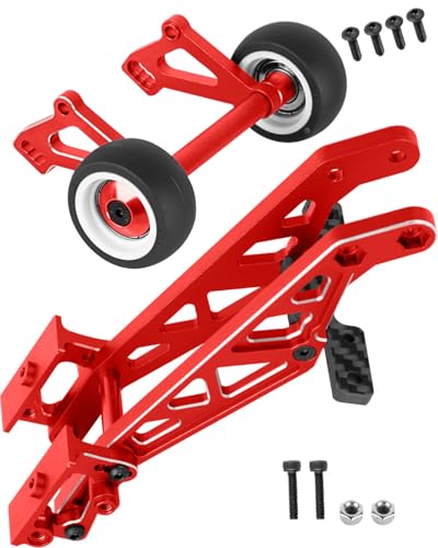 Aluminum Wing Mount & Wheelie Bar Set Upgrades Part for 1/8 Kraton 6S BLX(EXB),1/8 Notorious 6S BLX V6 Brushless RC Monster Trucks,RC Wheelie Bar Wing Mount Set,Replace ARA320758,Red - color: Red - (Aluminum Upgrades Part)
