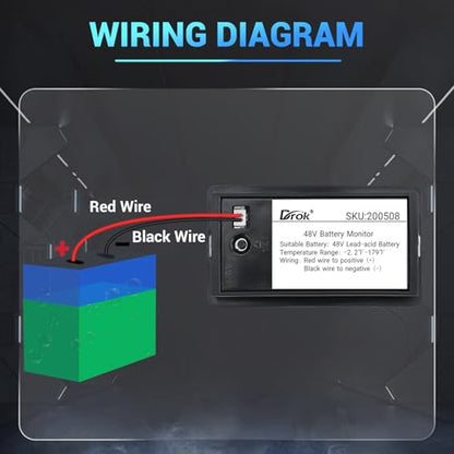 DROK 48v Golf Cart Battery Meter - LCD Display Lithium Battery Monitor 10-100v Volt Meter Temperature Gauge for Marine RV Car DIY Project - size: 48V