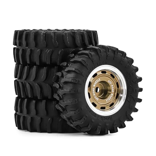 0.7" Aluminum Beadlock Wheels and Tires Set for 1/30 Axial SCX30 RC Crawler – Upgrade Parts (Bronze-299) - color: Bronze-299