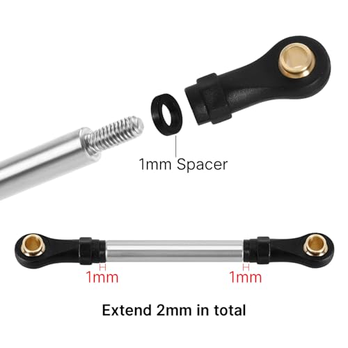 INJORA Stainless Steel Steering Link & 41g High Clearance Chassis Links Set for 1/18 RC Crawler TRX4M High Trail K10 F150, 6g