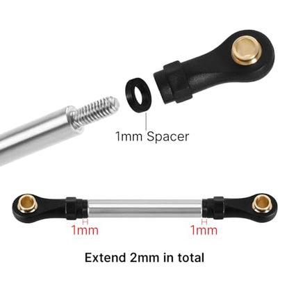 INJORA Stainless Steel Steering Link & 41g High Clearance Chassis Links Set for 1/18 RC Crawler TRX4M High Trail K10 F150, 6g