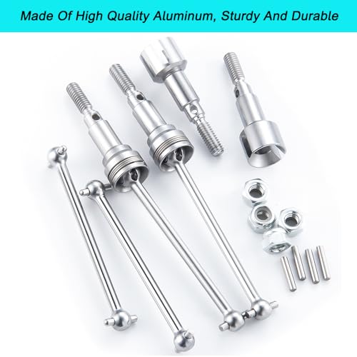 MORLORDY 4Pcs RC Front & Rear CVD Driveshaft 1 Set Metal Drive Shafts for 1/16 HBX 16889A, I-mex Katana, I-mex Shogun, Red-cat Volcano16 Upgrade Parts