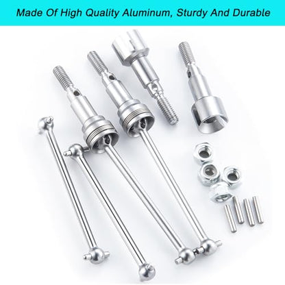 MORLORDY 4Pcs RC Front & Rear CVD Driveshaft 1 Set Metal Drive Shafts for 1/16 HBX 16889A, I-mex Katana, I-mex Shogun, Red-cat Volcano16 Upgrade Parts
