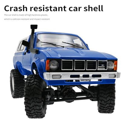 RC Truck 1/16 RC Rock Crawler, WPL C24 4x4 RC Pickup Truck, 2.4GHz Remote Control Car, All Terrain Off Road RC Climbing Car with Headlights and 2 Batteries for Adults (Blue) - color: Blue