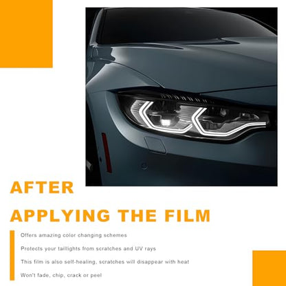 Car Headlight Vinyl Film, 48"×11.8" Self-Adhesive Car Headlight Tint Sticker with Squeegee & Cutter, Waterproof Wrap Film Roll for Vehicle Headlights Taillights Fog Lights (Light Black) - color: Light Black