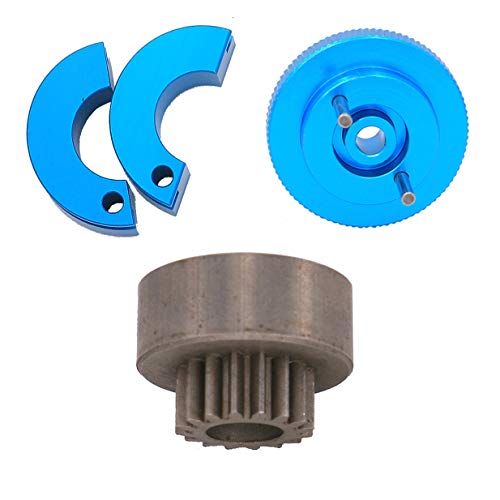 16T Flywheel Clutch Bell & Ball Bearings Set for HSP 94188 1/10 RC 1:10 Car Upgrade Parts Aluminum Alloy 16 Teeth Flywheel Assembly Kit Set (Color: Blue)