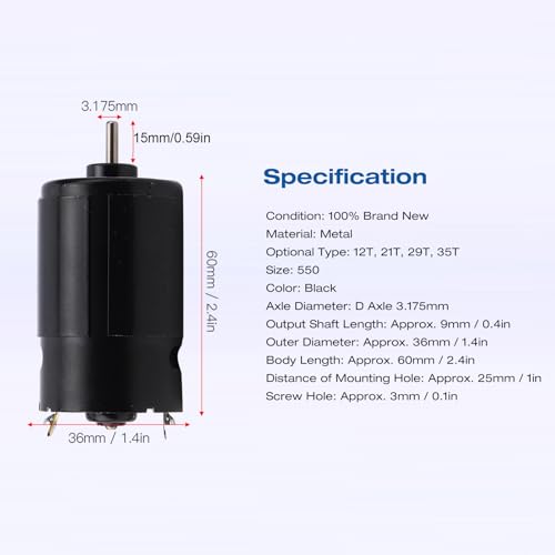 RC Brushed Motor, Low Noise High Performance 550 Motor 29T Standard for Off Road Crawler RC Car Enthusiasts Hobbyists Outdoor Adventure Racing