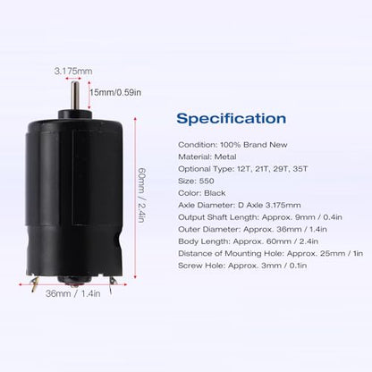 RC Brushed Motor, Low Noise High Performance 550 Motor 29T Standard for Off Road Crawler RC Car Enthusiasts Hobbyists Outdoor Adventure Racing