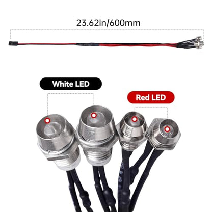 RC Car Lights 4LEDs Headlights Taillight Kit Compatible with Traxxas HSP Tamiya Redcat RC4WD Axial SCX10 RC Car Truck Crawler Drift On Road Touring Cars (2 Red +2 White)