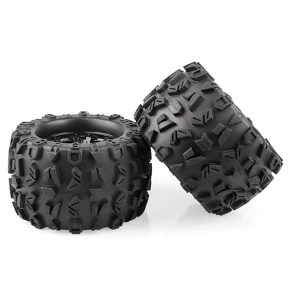 4-Pack 1/8 Monster Truck Tires 3.8 Tires Mounted 17mm Hex Solid 6-Spoke Wheels OD 170mm for 1/8 Arrma 6S Traxxas Summit ERveo Redcat HPI JLB Cheetah RC Off-Road Car (Front and Rear)
