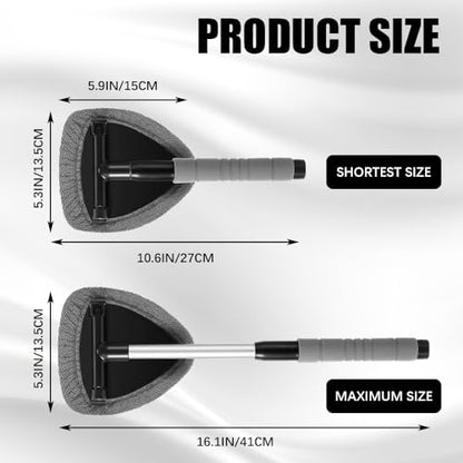 Windshield Cleaning Tool, Car Window Cleaner, Vehicle Window Cleaner with Extendable Handle & 2 Washable Microfiber Pads, Car Interior Glass Wiper Cleaning Kit for Most Vehicles (StyleB) - color: StyleB