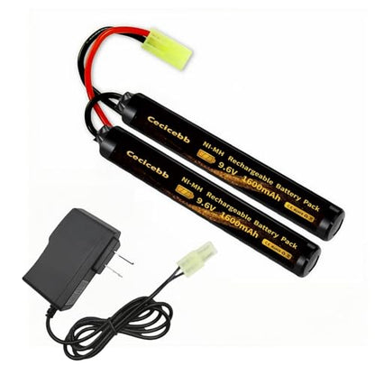 9.6V Nimh Airsoft Battery 9.6V 1600mAh Nunchuck Butterfly Mini NiMH Battery Pack with 9.6V Charger