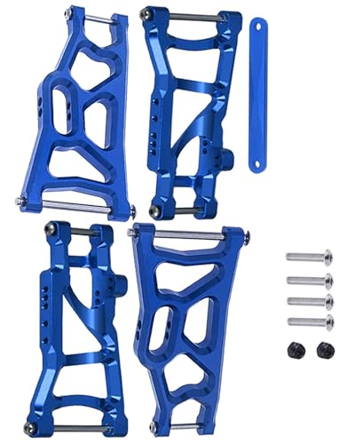 RC Aluminum Front Rear Suspension A-Arms Upgrades Part for 1/10 Rustler VXL & XL-5 / Stampede VXL & XL-5 2WD,Alloy Arms Hop Ups w/Tie Bar,Replace 3631 3655,Navy Blue - color: Navy Blue