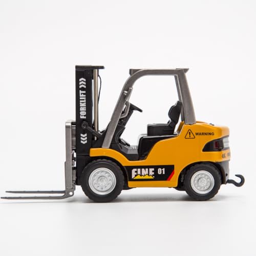 1/64 RC Forklift with Trailer, 2.4G Alloy Remote Control Forklift for Adults, Mini Forklift Truck with Cargo Hook/Forks/Pallet, RC Engineering Vehicle, Gift Collectibles - style: 1/64 RC Forklift, Yellow