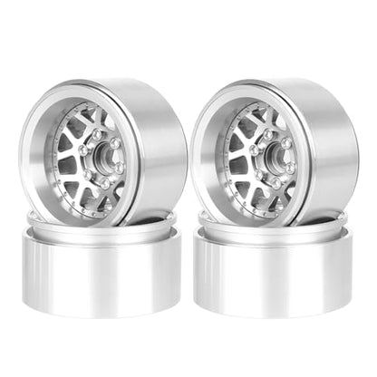 4PCS 1.9" Beadlock Wheel Rims Offset-10mm Aluminum Alloy Metal Wheel Hub for 1/10 RC Rock Crawler Car for Axial SCX10 TRX4 TRX6 D90 D110 Upgrade Accessories(Y-Shaped Silver) - color: Y-shaped Silver