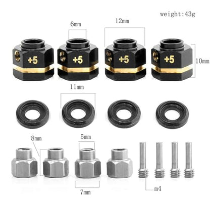 12MM RC Brass Hex Extension Adaptor Compatible for Traxxas TRX4 TRX6 Upgrades Parts Counterweight 5mm Extended Wheel Hex Hubs Extenders Spacer - color: 5mm