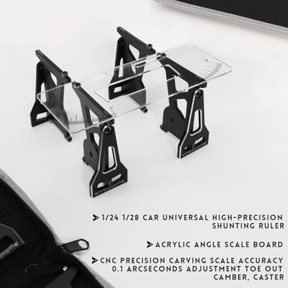 AMK Micro RC Setup Gauge for 1/24 and 1/28 Cars, Setup System Suspension Alignment Tool for Camber, Toe and Slip Angle, Ride Height and Steering Adjustment, Precision Tuning Kit