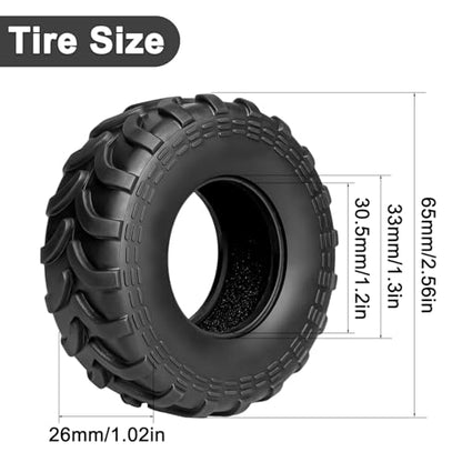 LRFHL 1.3" Crawler Tires Soft Rubber for 1/18 TRX4M 1/24 SCX24 FCX24, 4PCS | 65mm*26mm, RC Tires with Foam Insert, RC Rock Crawling Tires Upgrade - color: Style B