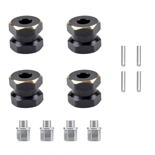 12mm Brass Hex Hub Extension Adapter Upgrade for 1/10 SCX10 D90 | Fit 1/10 Axial SCX10 & D90 crawler vehicles. Widen wheel track for stability. Solid brass durable RC modification parts. - size: 12mm