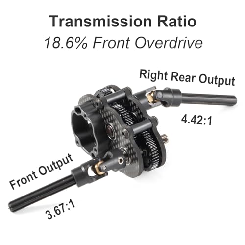 Carbon Fiber OD-3 Transmission Overdrive Gearbox 18.6% Front OD | Right Side Motor Forward Mounting, Fits 48P Pinions from 9T to 17T, with Aluminum Axial 3 Gear Adapter Plate