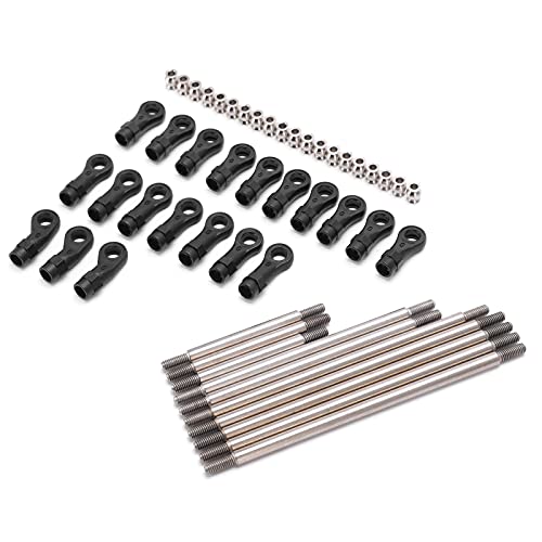 Jiawu 10Pcs Pull Rod Link Linkage, 324mm Wheelbase Link Rod, Links Tie Rods Pull Rods with End Ball Set for 1/10 RC 820564 820064 Crawler Car