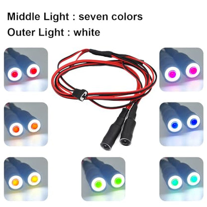 RC Car 2 LEDs Angel Eyes & Demon Eyes LED Light Headlights 10mm Outer Diameter Lamp for 1/10 RC Model Car Crawler Truck Racing Car Headlamps (Inner Multicolor+Outer White) - color: Inner Multicolor+Outer White