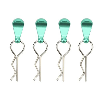 Alomejor 1/10 Body Clips Pull Tabs, RC Car Body Clips Pull Tabs Easy Installation High Strength Metal for 1/8 Remote Control Car (Green)