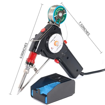 YIHUA 929D-I Motorized Automatic Feed Soldering Gun with Variable Precise Temp (392-842°F), On-off Switch, Temp Adjustment Dial for Single-Handed soldering work, Wire Splicing, Wire-to-switch - color: Red