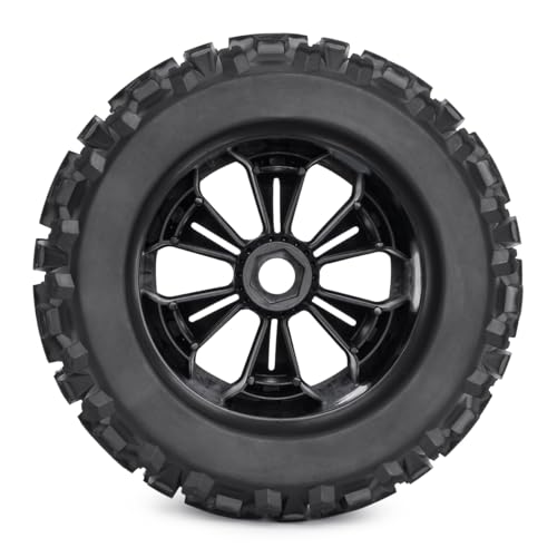 17mm Hex RC Wheels and Tires 2PCS RC Truck Buggy Preglued Tires Wheels for 1/8 1/10 Scale Arrma Kraton Notorious Outcast Typhon 6S 4S 3S Traxxas Maxx T Maxx Sledge Revo Upgrade Parts