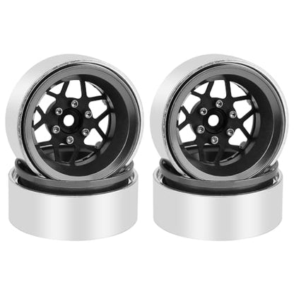 ModuWheel 1.3" Negative Offset Aluminum + Carbon Fiber Beadlock Wheels Rim for 1/24 1/18 AX24 SCX24 TRX4m Ascent18 RC Crawler,Star Pattern-1 (Gray) - color: Gray