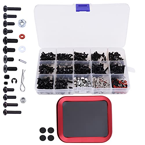 532pcs RC Screw Kit Universal Metal Hardware Fasteners Assortment Set with Screw Tray for 1/8 1/10 1/12 1/16 Scale Traxxas Axial Arrma Redcat Losi HPI RC Cars Trucks Crawlers