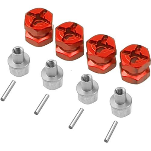 12mm Hex Wheel Hubs RC Hex Hub Drive Adapter Thickness 12mm Offset Extension Compatible with Axial SCX10 90046 D90 Tamiya MST 1/10 RC Crawler Car (Red) - color: Red