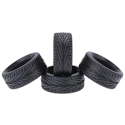 RC On-Road Car Tyres,WONFAST 4PCS/Set 65mm Grain Drift Soft Rubber RC Tire for 1/10 Racing HSP Tamiya HPI Kyosho RC On Road Run-flating Car Parts - color: 65mm-black