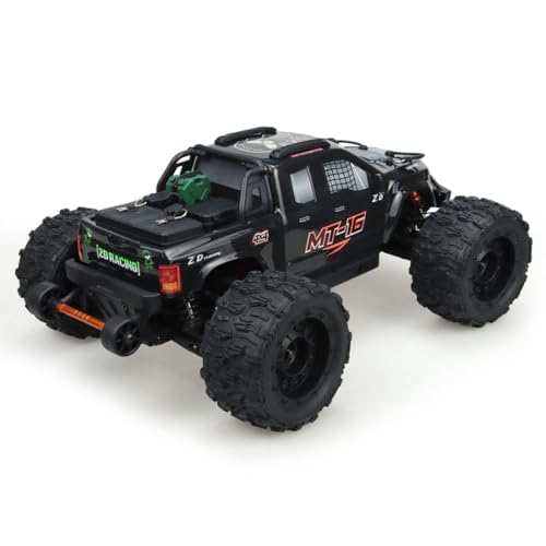 1/16 MT-16 RC Racing Truck, 4WD 80KM/h Brushless High-Speed Off-Road Racing Car with Aluminum Chassis, All Terrain Crawler - color: Black