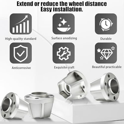 RC 15mm Metal Wheel Hex Hubs Extension Combiner Compatible with 1.9”/2.2” Beadlock Wheel Rim TRX4 Axial SCX10 Traxxas Wraith Gen7 Gen8 D90 CC01 1/10 RC Crawler, 4 Pcs - color: Silver, size: 15mm