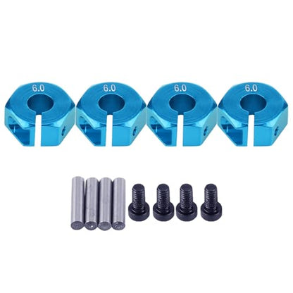 4 Pcs Universal Wheel Hex Hub Adapters,12mm Wheel Hex Mount with Pins and Screws,Wheel Hex Drive Adapters Hub RC Model Vehicle Accessory for RC Spare Part RC Car Upgrade Parts (6.0MM Blue) - size: 6.0MM blue