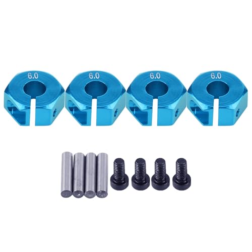 4 Pcs Universal Wheel Hex Hub Adapters,12mm Wheel Hex Mount with Pins and Screws,Wheel Hex Drive Adapters Hub RC Model Vehicle Accessory for RC Spare Part RC Car Upgrade Parts (6.0MM Blue) - size: 6.0MM blue